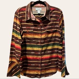 Tasha Polizzi Women's Serape Inspired Western Snap-Down Shirt with Cuffs Size XL